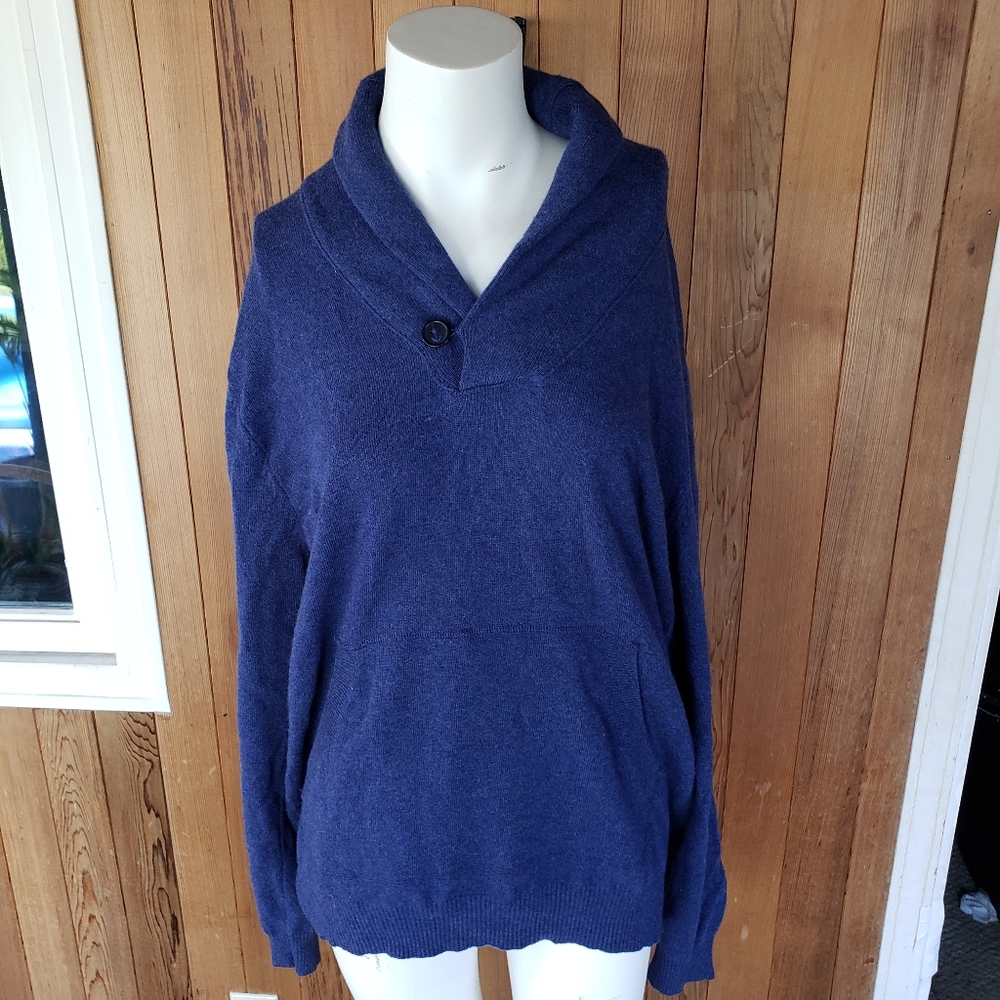 NEW Benson Navy Shawl Collar Cashmere Wool Sweater